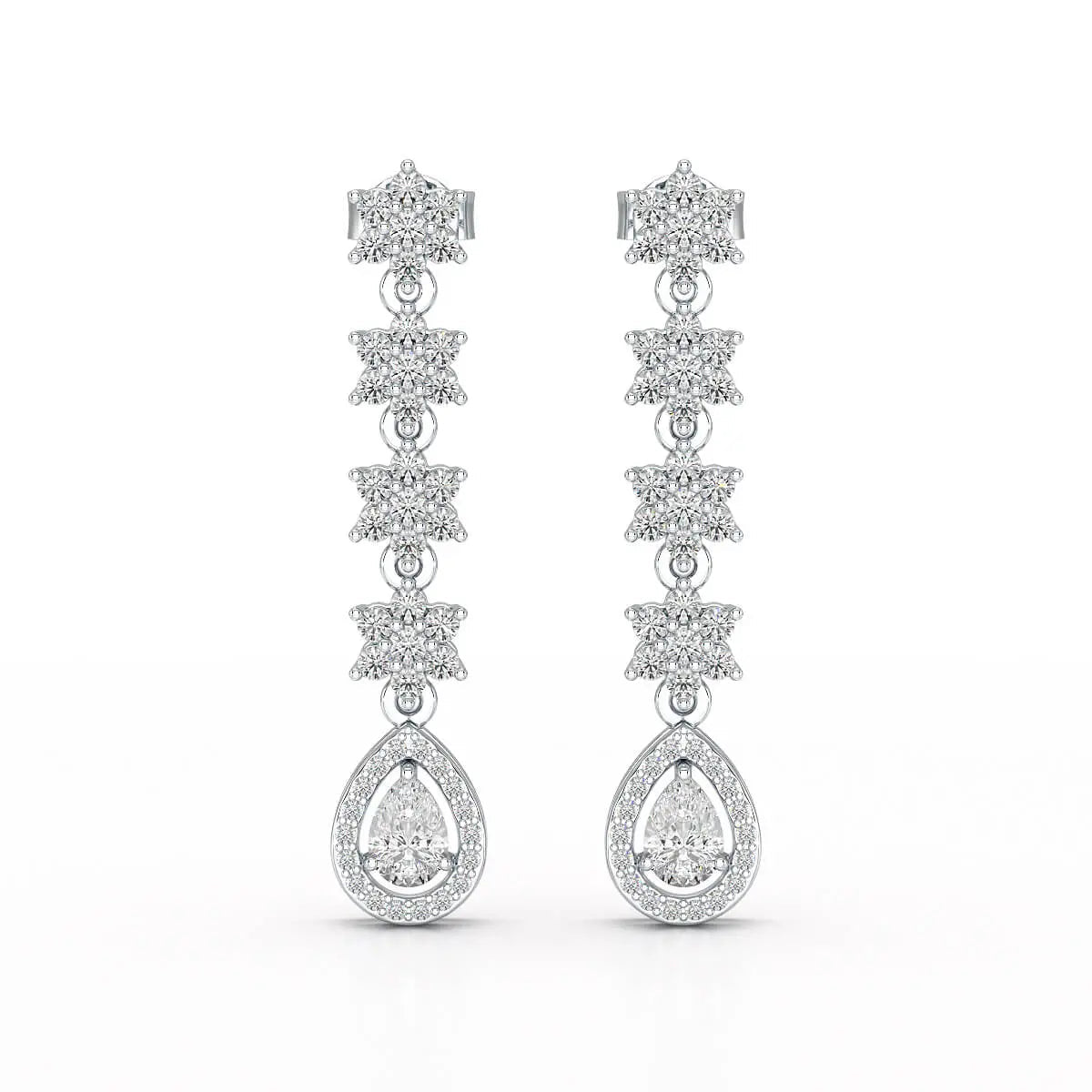 1.48 CT Pear Cut Drop Lab Diamond Earring
