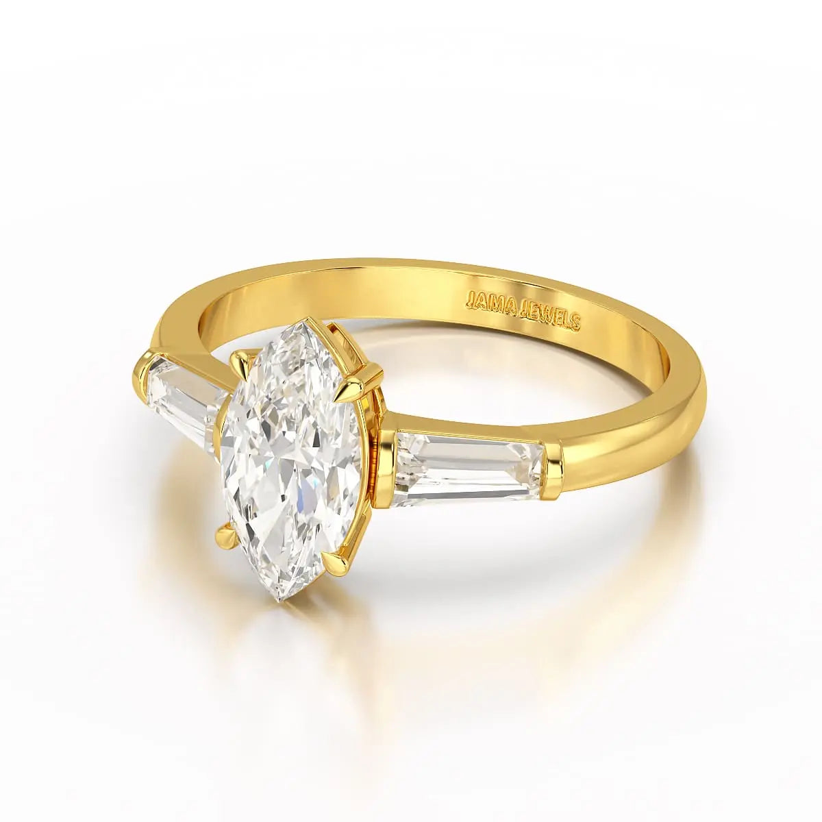 1.4 CT Marquise Cut Lab Diamond Three Stone Ring