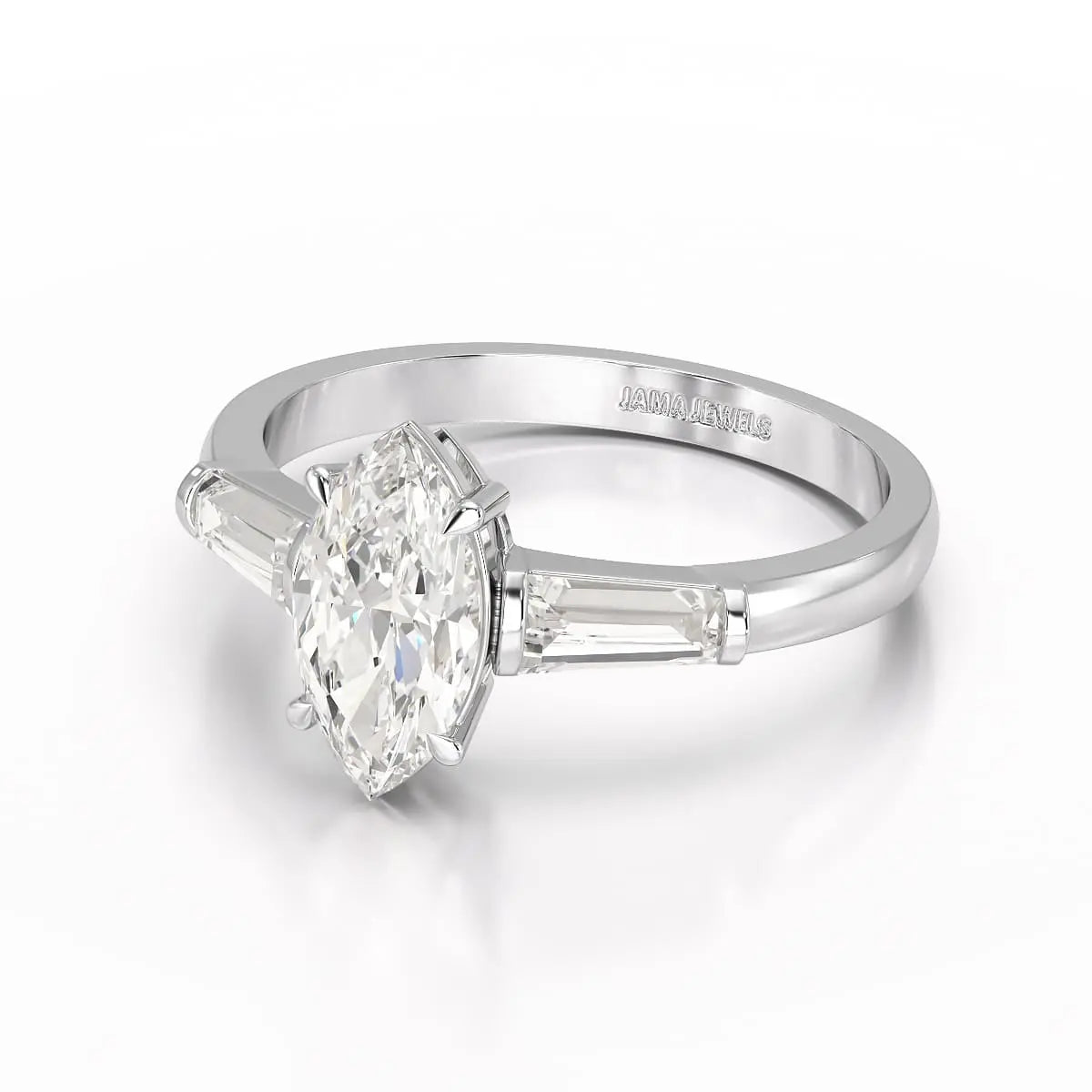 1.4 CT Marquise Cut Lab Diamond Three Stone Ring