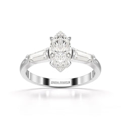 1.4 CT Marquise Cut Lab Diamond Three Stone Ring