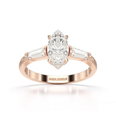 1.4 CT Marquise Cut Lab Diamond Three Stone Ring