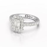 1.5 CT Lab Diamond Emerald Cut Halo Ring