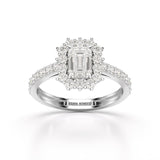 1.5 CT Lab Diamond Emerald Cut Halo Ring