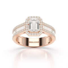 1.72 CT Emerald Cut Halo Lab Diamond Ring Jama Jewels