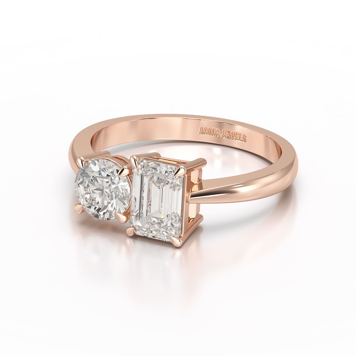 1.6 CT Emerald and Round Lab Diamond Ring
