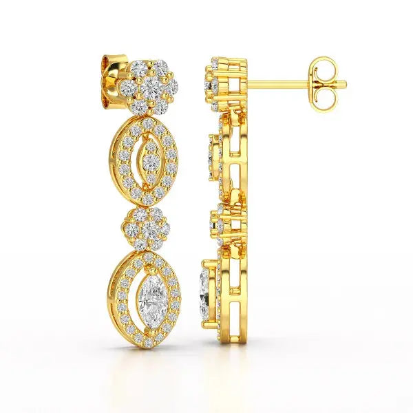 1.74 CT Marquise Cut Lab Diamond Drop Earring