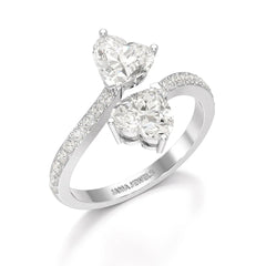 2.1 CT Double Heart Shaped Lab Diamond Ring Jama Jewels