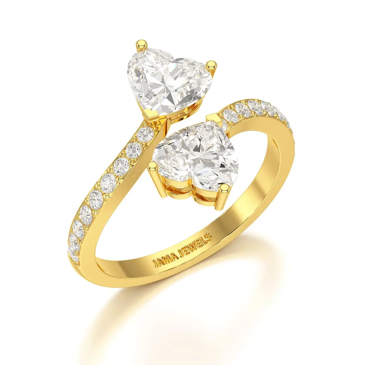 2.1 CT Double Heart Shaped Lab Diamond Ring Jama Jewels