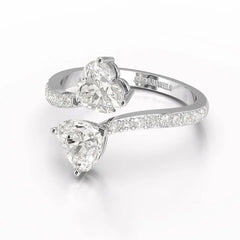 2.1 CT Double Heart Shaped Lab Diamond Ring Jama Jewels