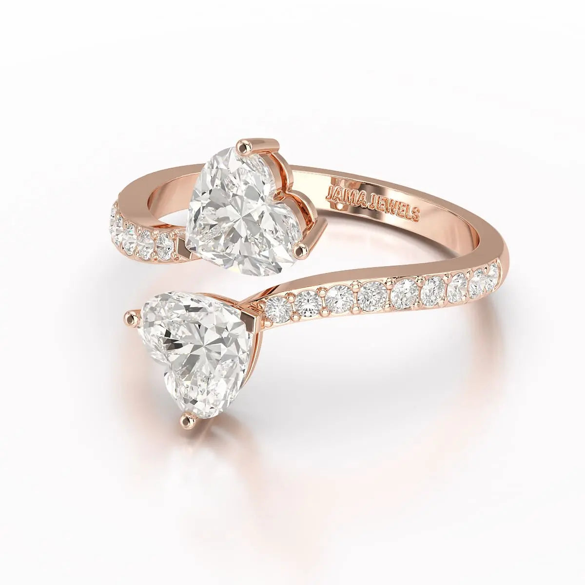2.1 CT Double Heart Shaped Lab Diamond Ring Jama Jewels