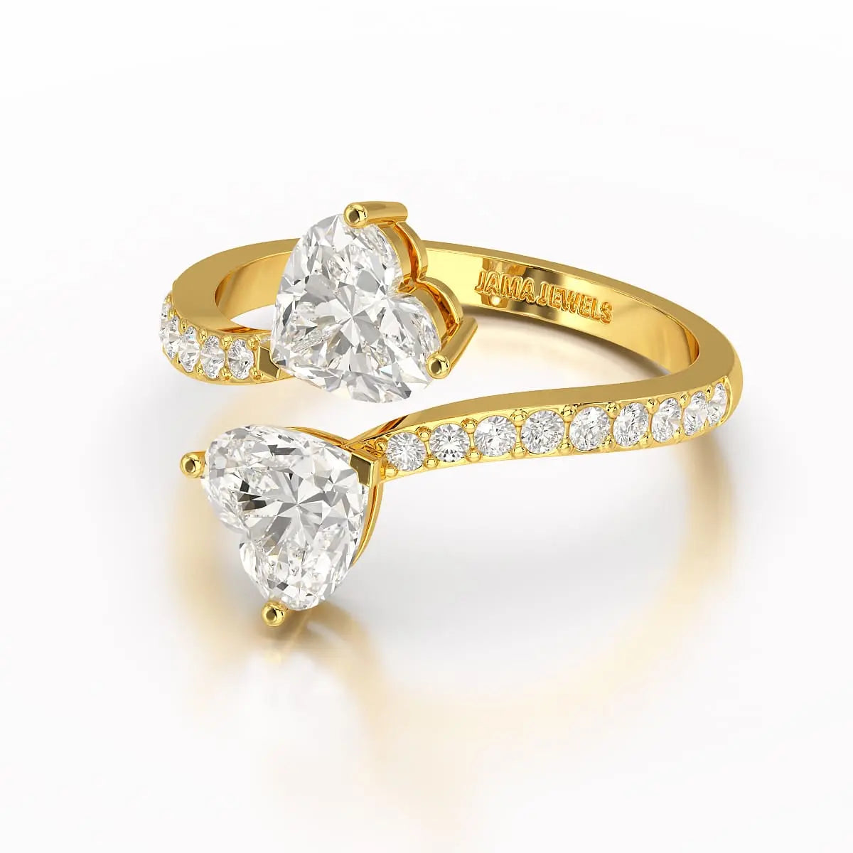 2.1 CT Double Heart Shaped Lab Diamond Ring Jama Jewels