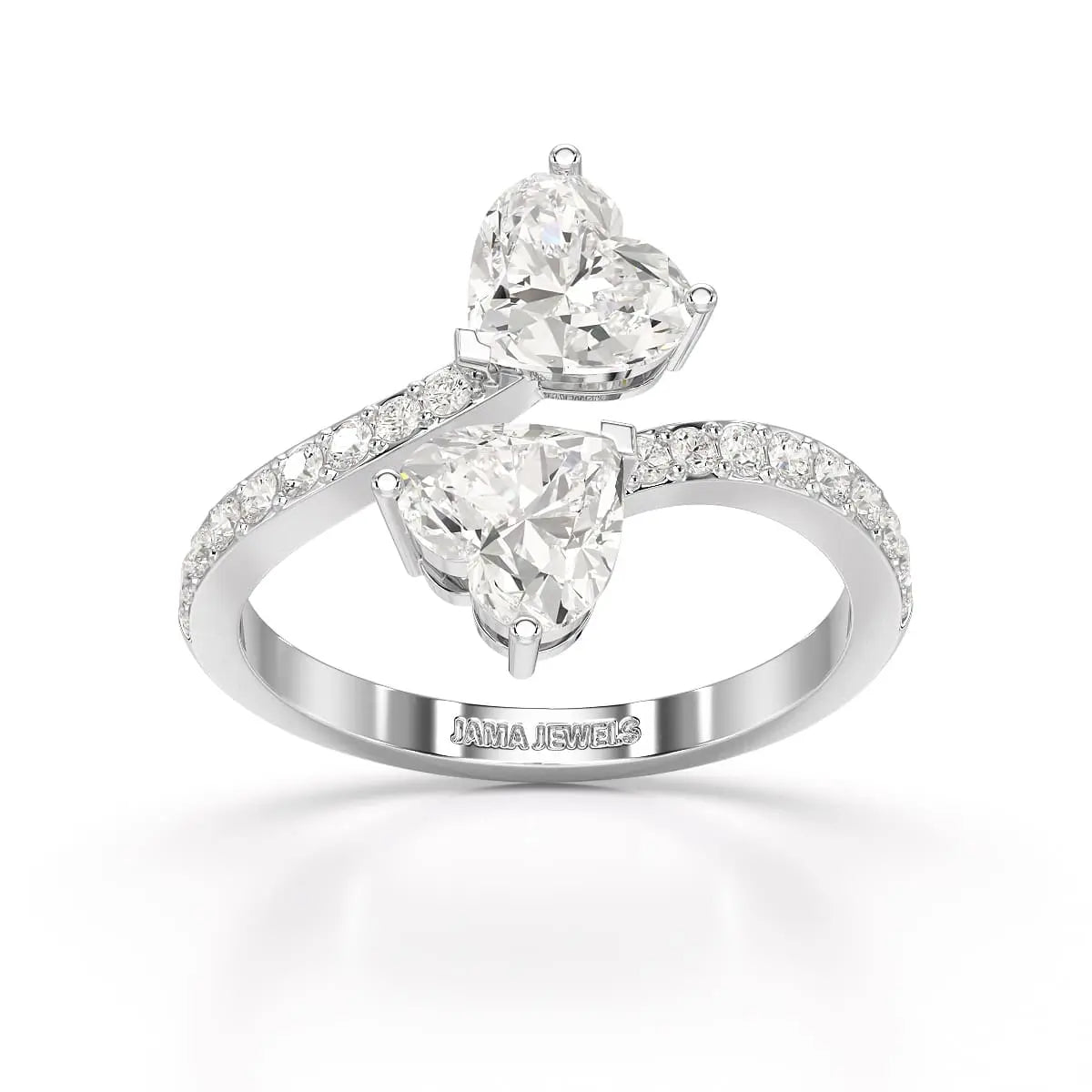 2.1 CT Double Heart Shaped Lab Diamond Ring Jama Jewels