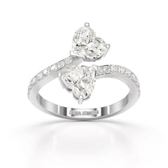 2.1 CT Double Heart Shaped Lab Diamond Ring Jama Jewels