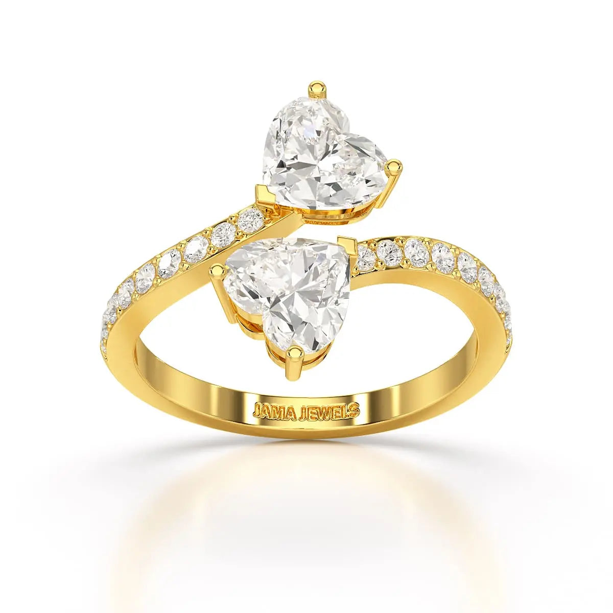 2.1 CT Double Heart Shaped Lab Diamond Ring Jama Jewels