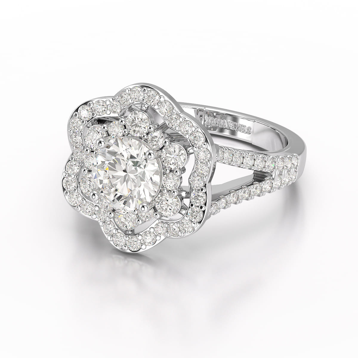 1.95 CT Round Cut Halo Lab Diamond Ring