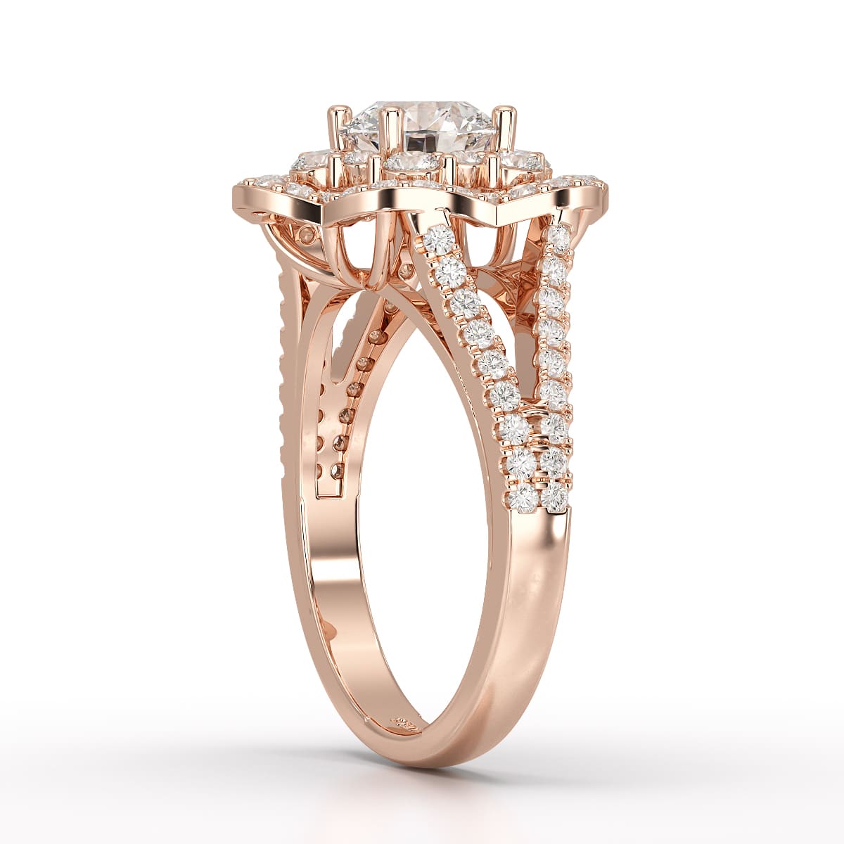1.95 CT Round Cut Halo Lab Diamond Ring