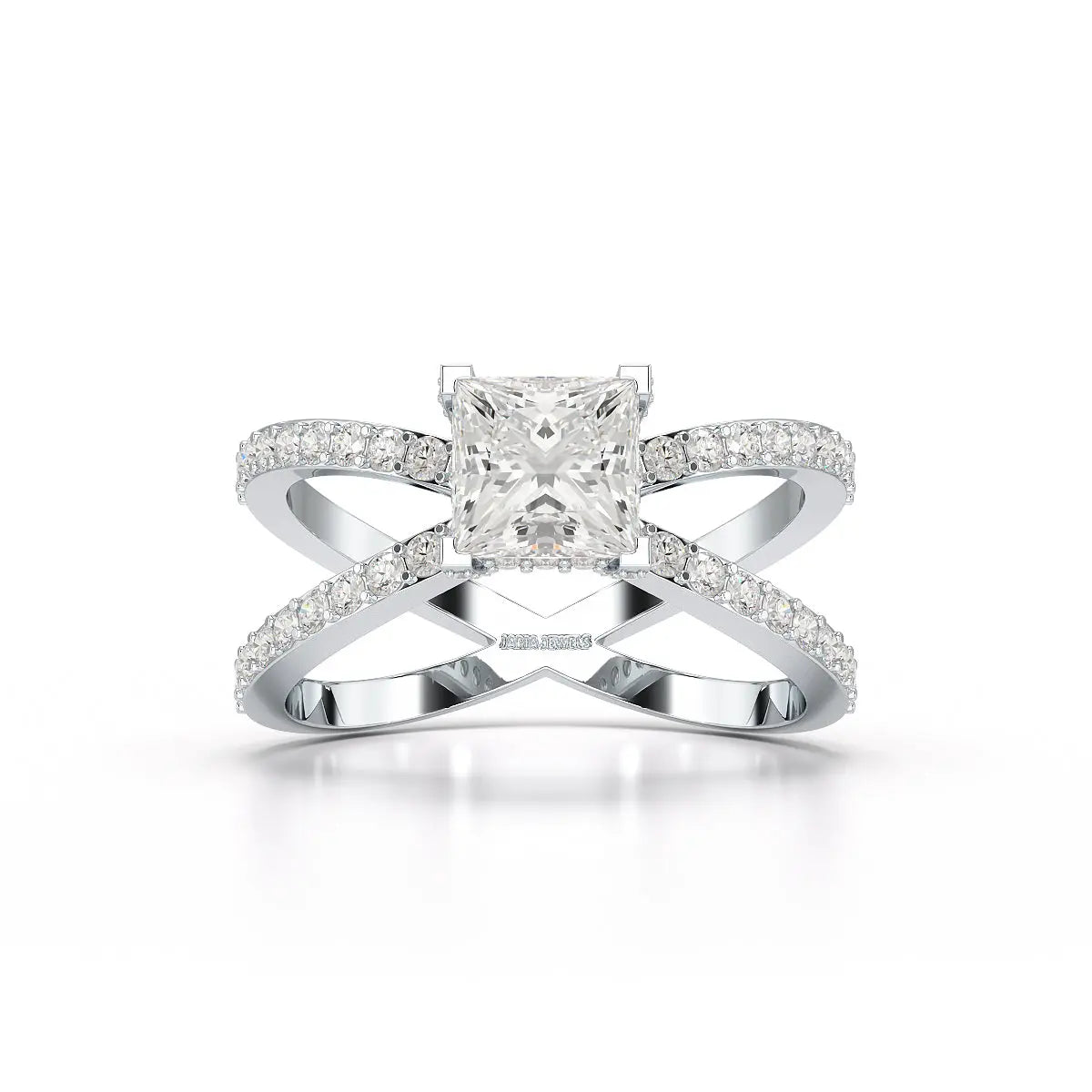 1.9 CT Princess Cut Butterfly Lab Diamond Ring