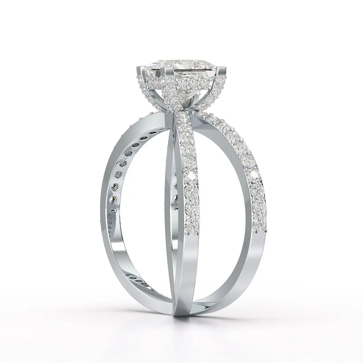 1.9 CT Princess Cut Butterfly Lab Diamond Ring
