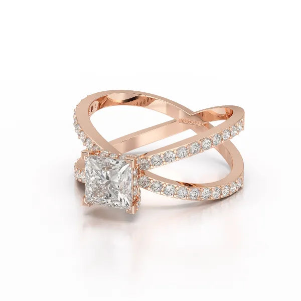 1.9 CT Princess Cut Butterfly Lab Diamond Ring