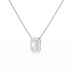 11.43 CT Emerald Cut Halo Lab Diamond Pendant