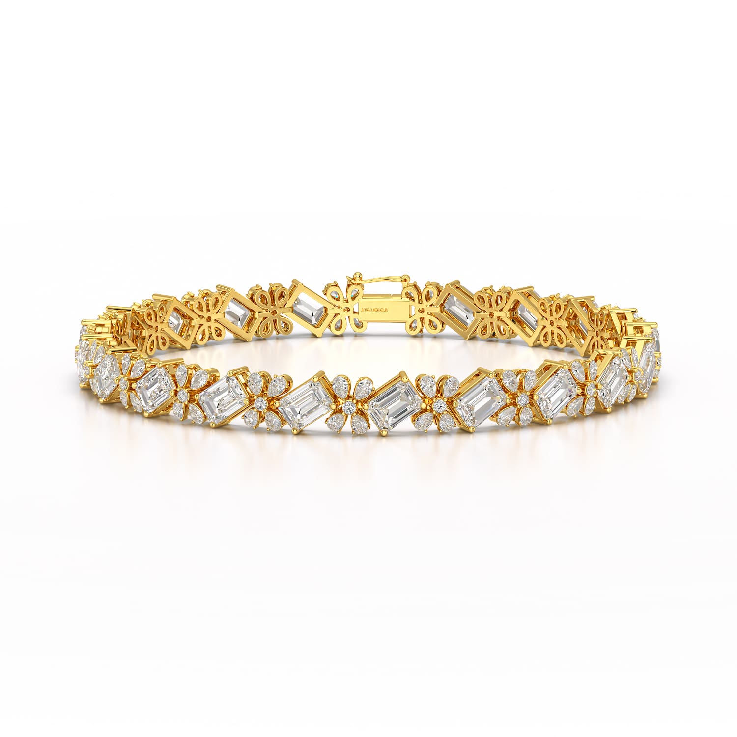 11.95 CT Emerald and Pear Cut Lab Diamond Bracelet