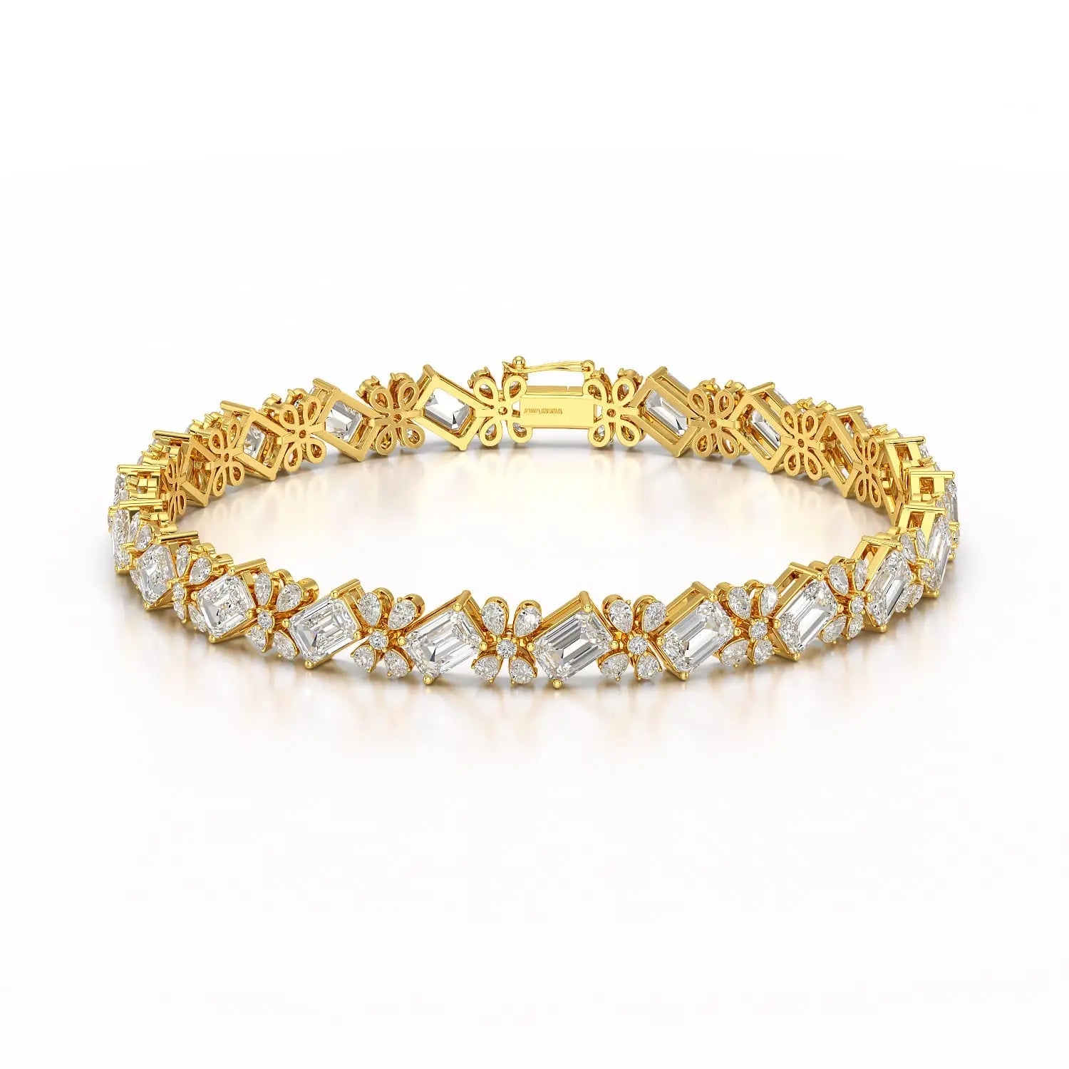 11.95 CT Emerald and Pear Cut Lab Diamond Bracelet Jama Jewels