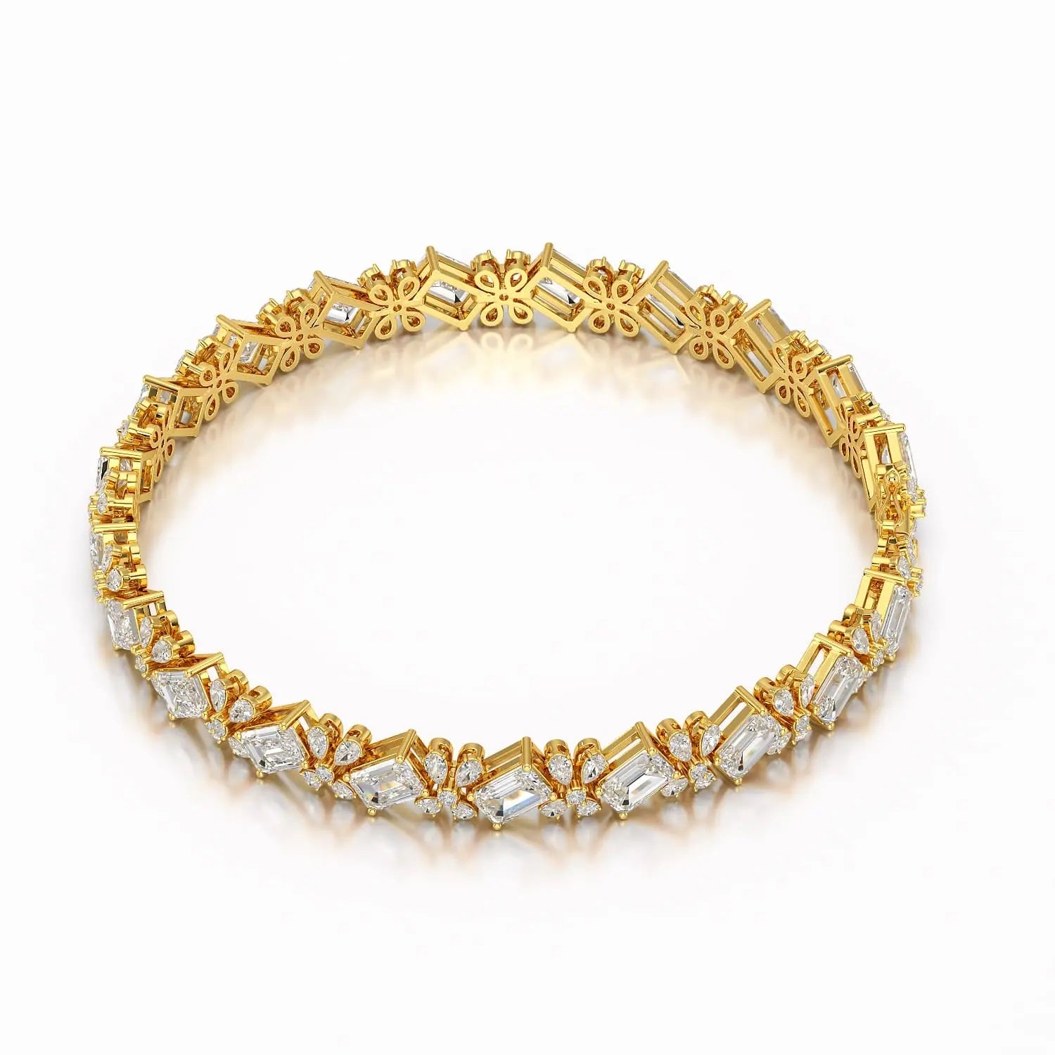 11.95 CT Emerald and Pear Cut Lab Diamond Bracelet Jama Jewels