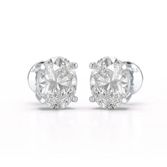 1 CT Oval Pair Solitaire Lab Diamond Stud Earrings