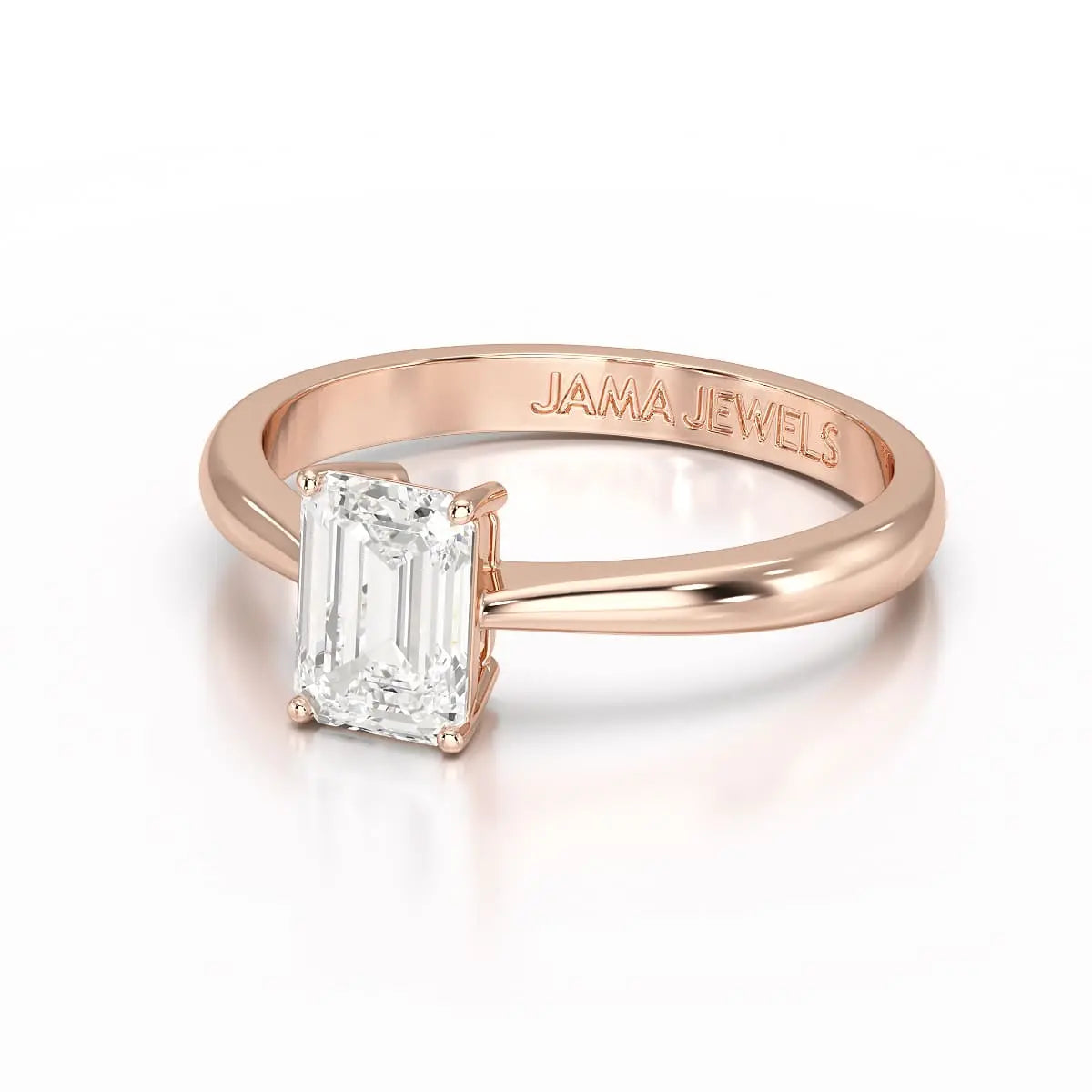 1 CT Emerald Cut Solitaire Lab Diamond Ring Jama Jewels