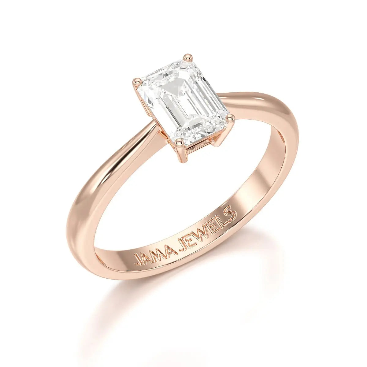 1 CT Emerald Cut Solitaire Lab Diamond Ring Jama Jewels