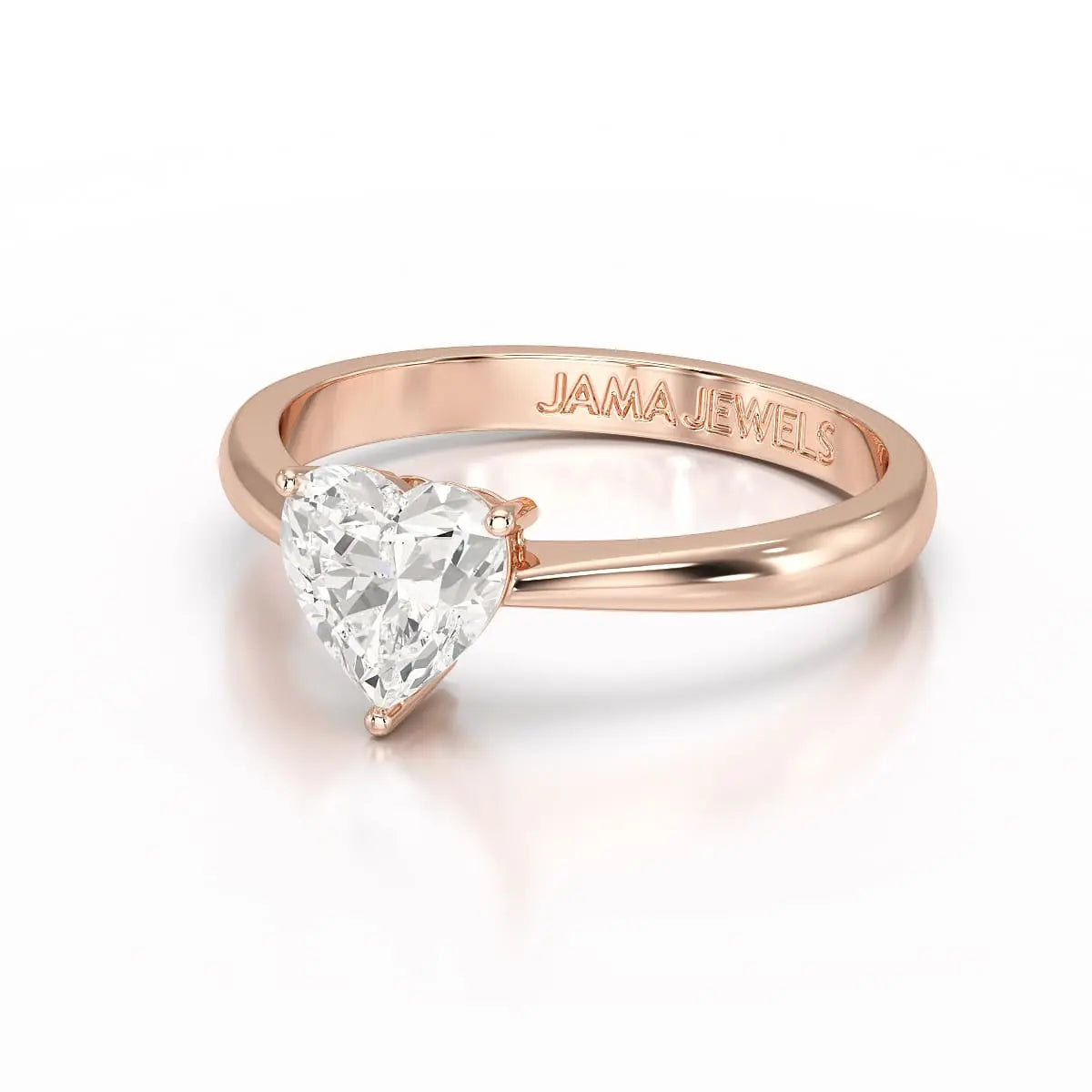 1 CT Heart Shaped Solitaire Lab Diamond Ring Jama Jewels