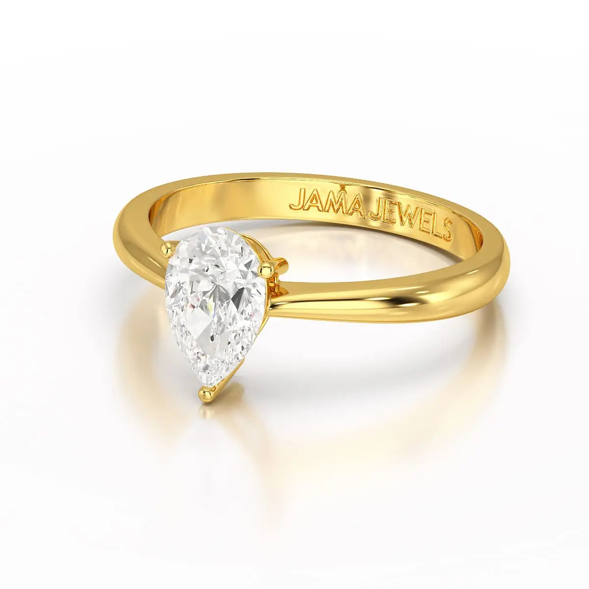 1 CT Solitaire Pear Shape Lab Diamond Ring Jama Jewels