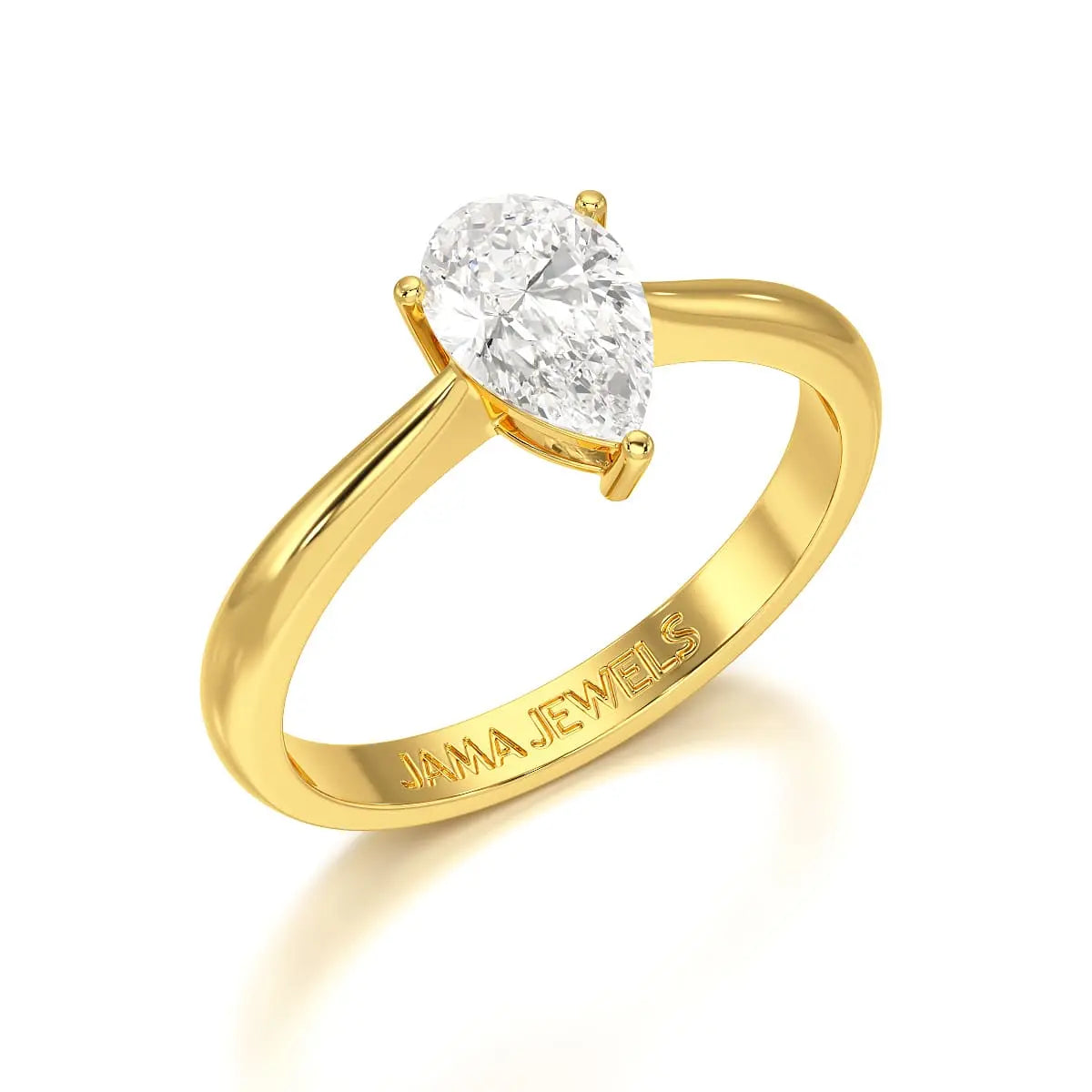 1 CT Solitaire Pear Shape Lab Diamond Ring Jama Jewels
