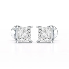 Single Princess Cut Lab Diamond Stud Earrings