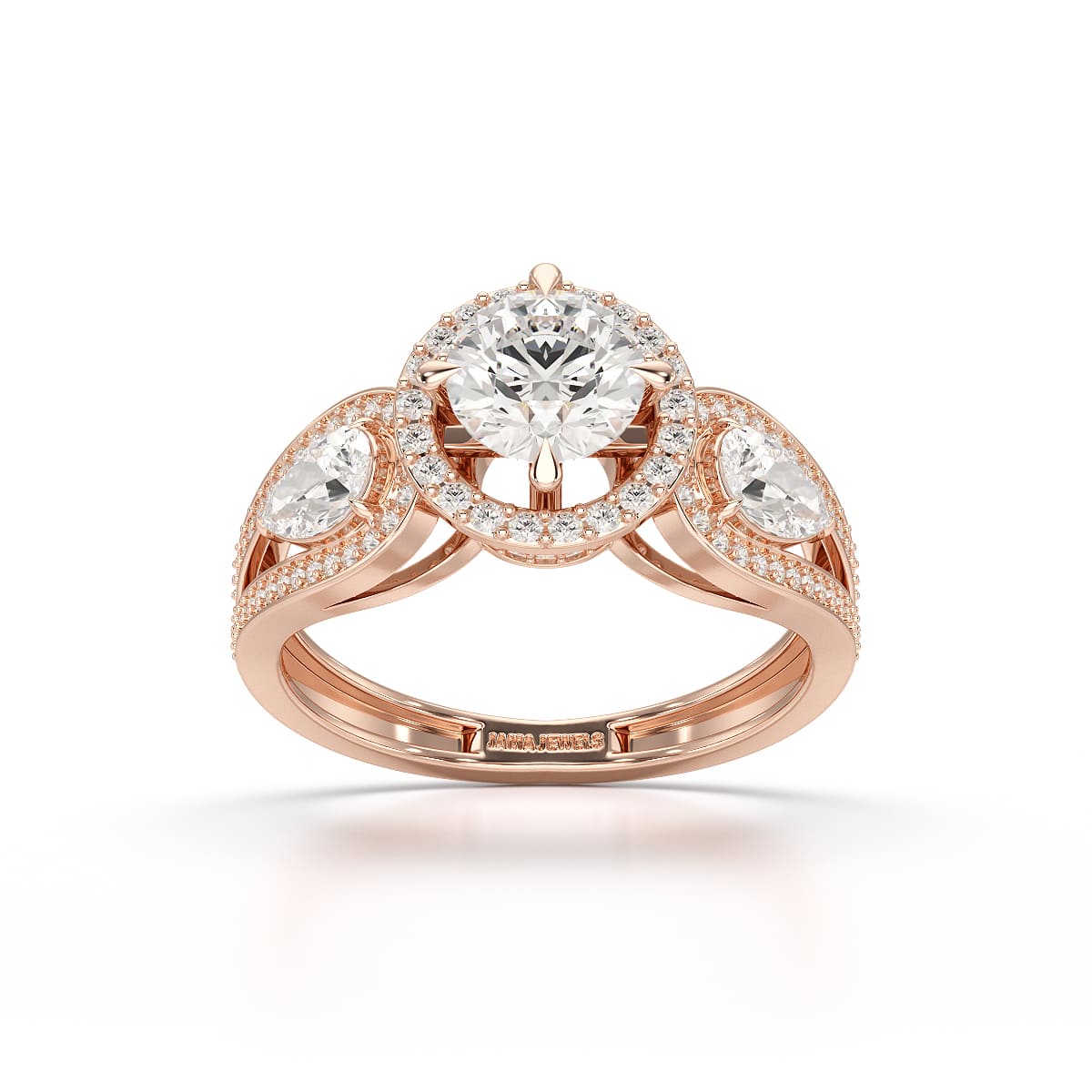 2.09 CT Round Cut Halo Lab Diamond Engagement Ring