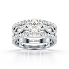 2.12 CT Lab Diamond Halo Triple Row Engagement Ring