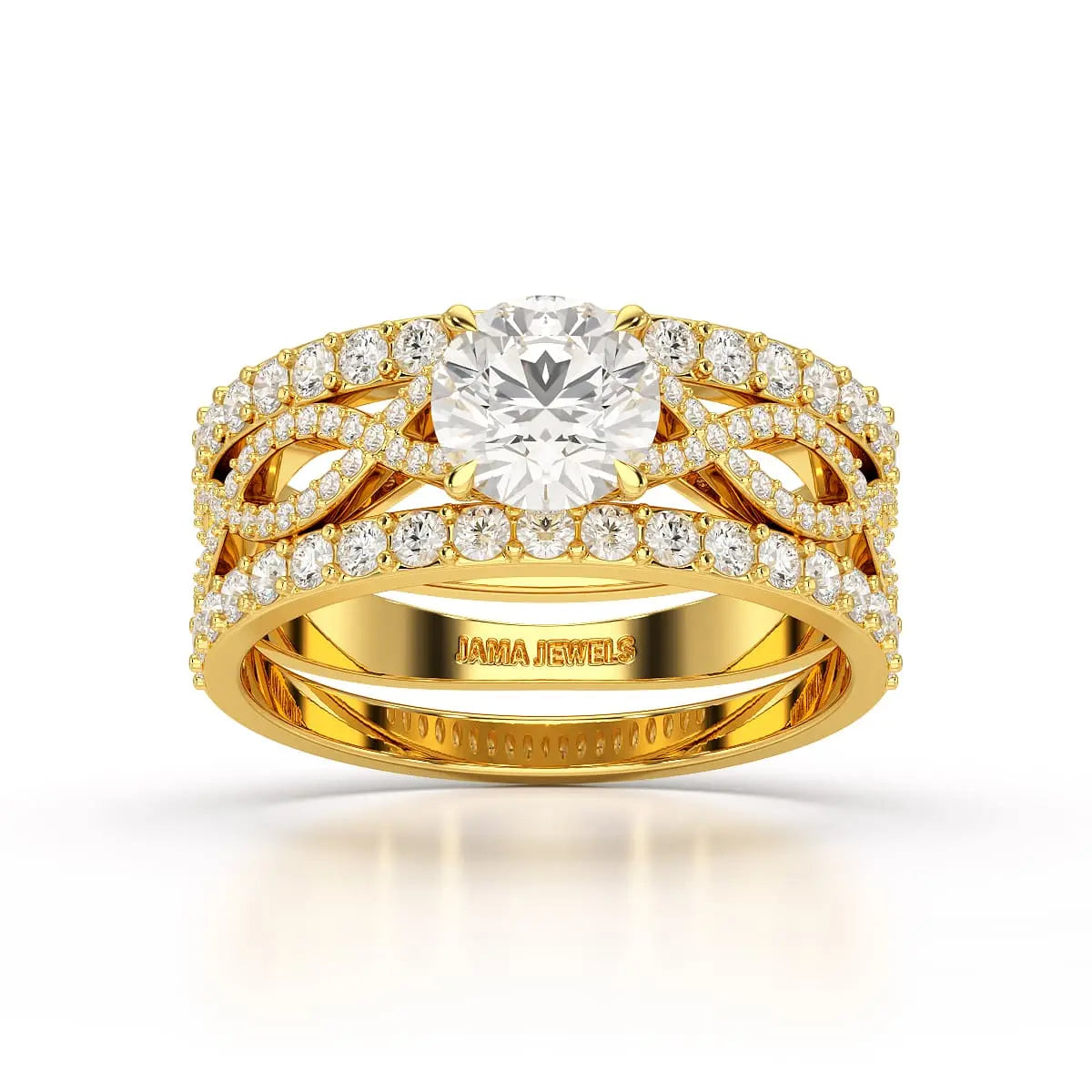 2.12 CT Lab Diamond Halo Triple Row Engagement Ring