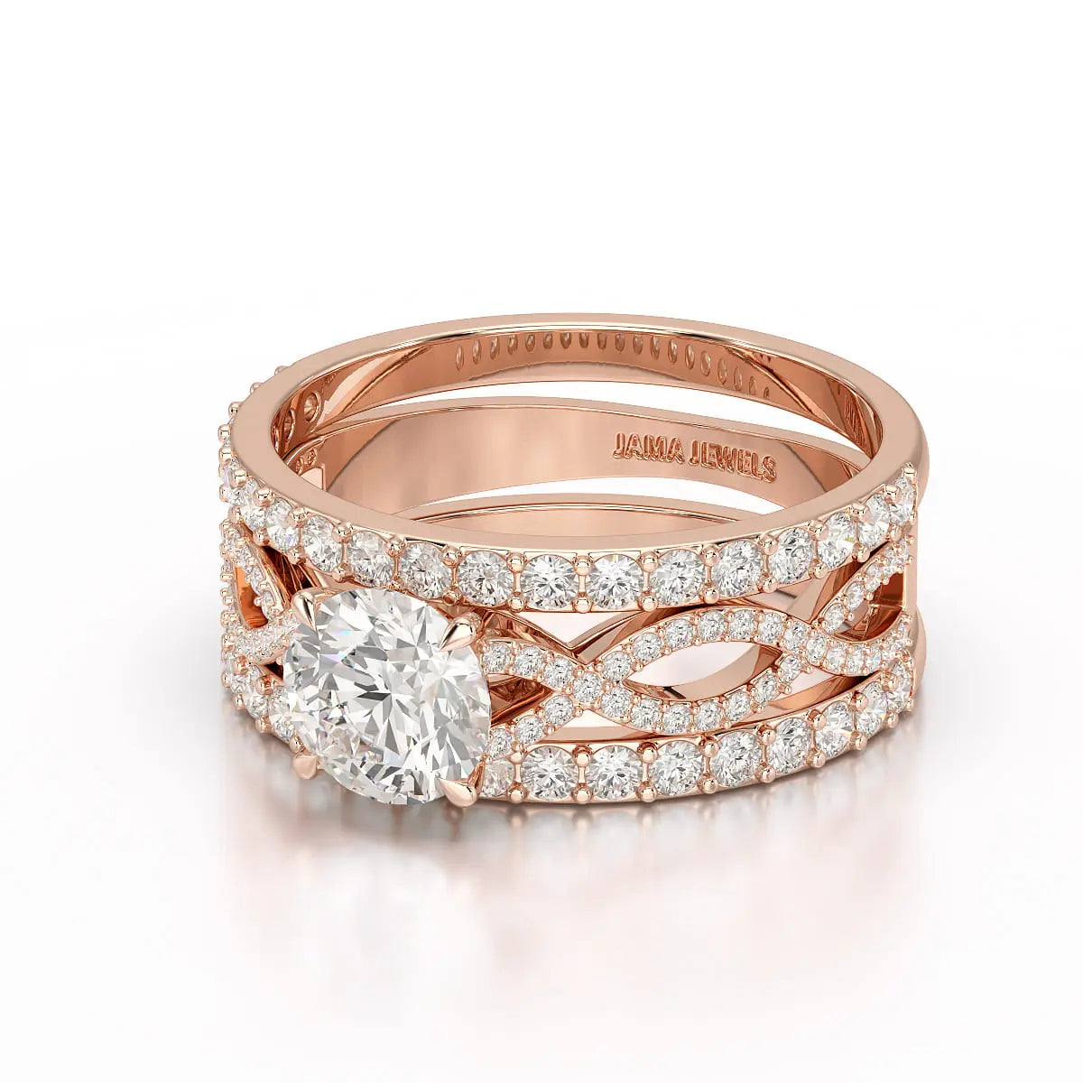2.12 CT Lab Diamond Halo Triple Row Engagement Ring