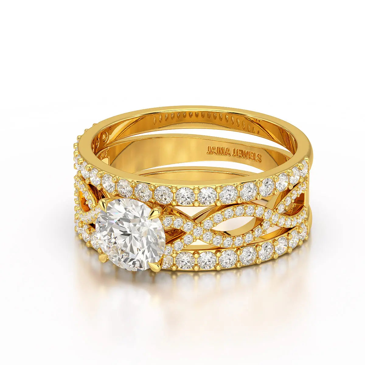 2.12 CT Lab Diamond Halo Triple Row Engagement Ring