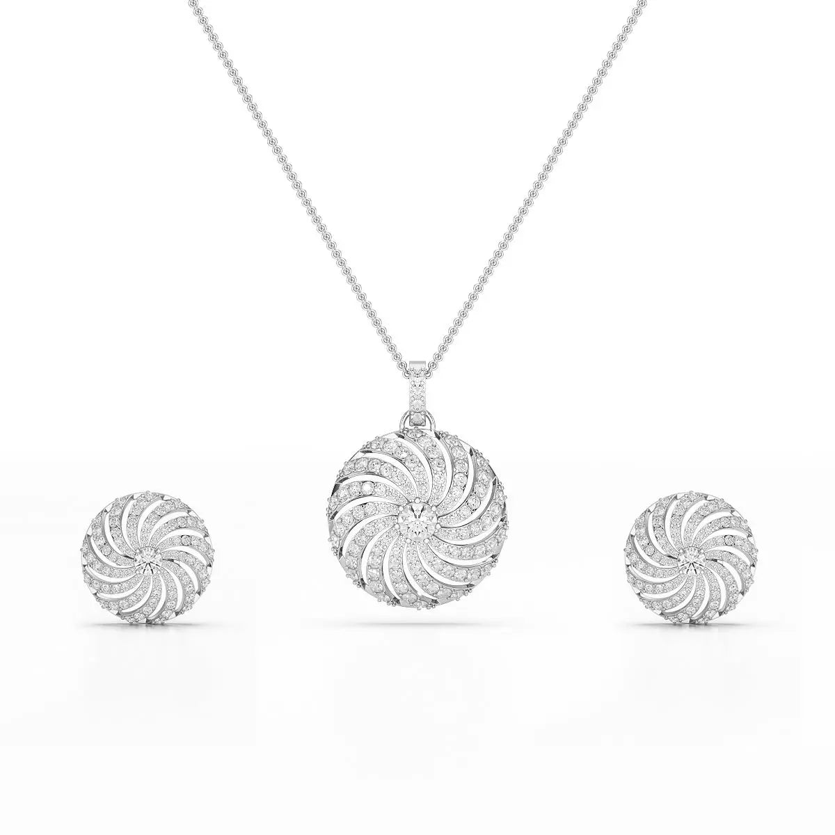 2.33 CT Round Cut Lab Diamond Earring and Pendant Set