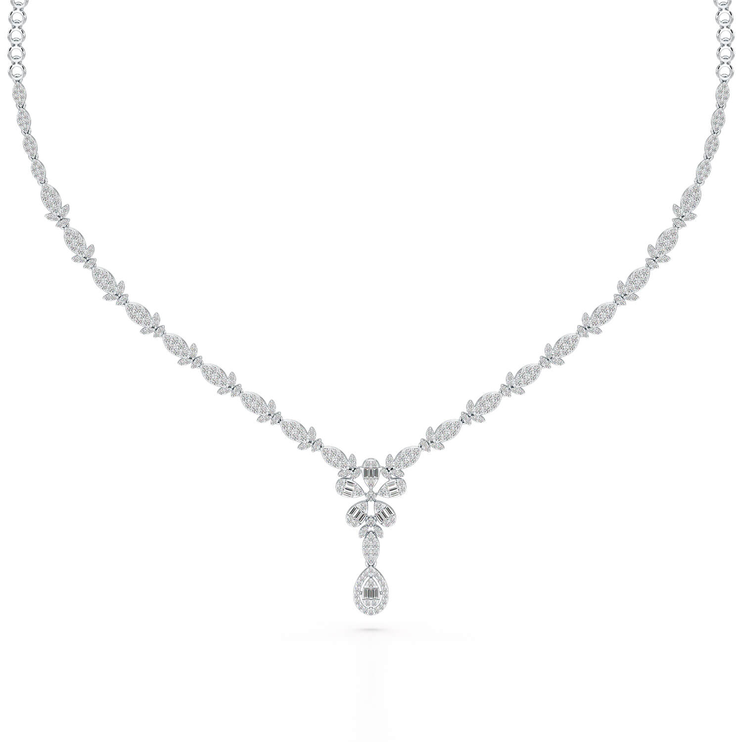 2.65 CT Baguette Cut Lab Grown Diamond Necklace