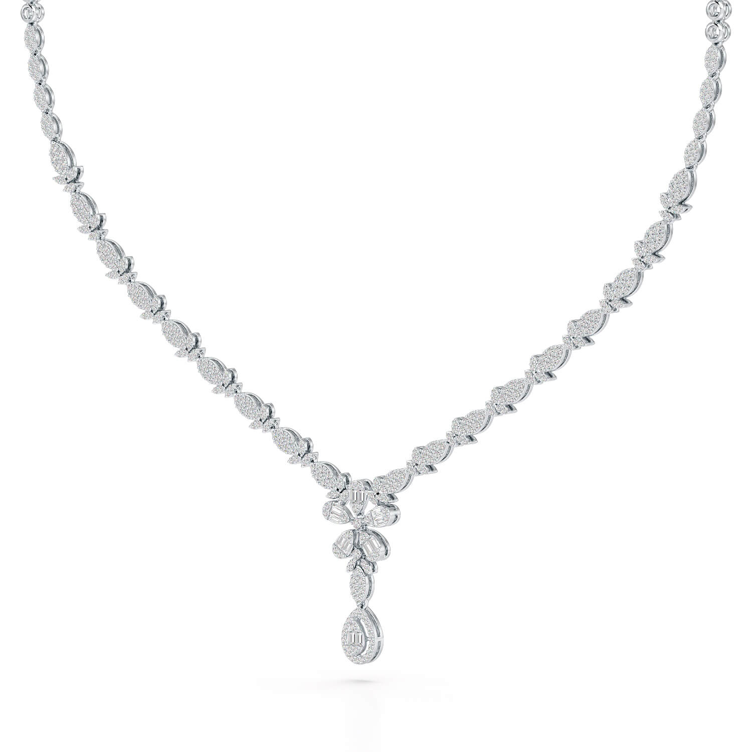 2.65 CT Baguette Cut Lab Grown Diamond Necklace