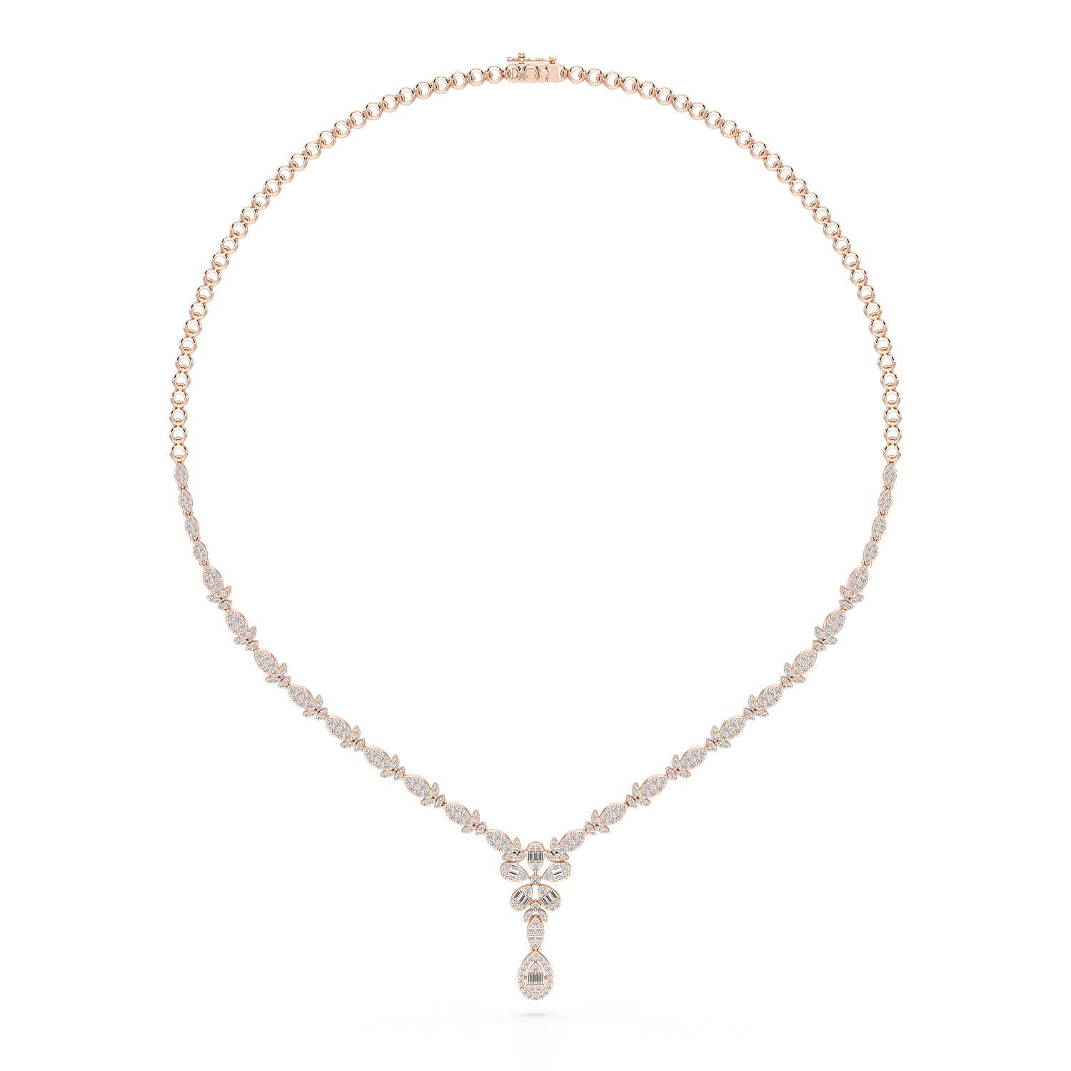 2.65 CT Baguette Cut Lab Grown Diamond Necklace