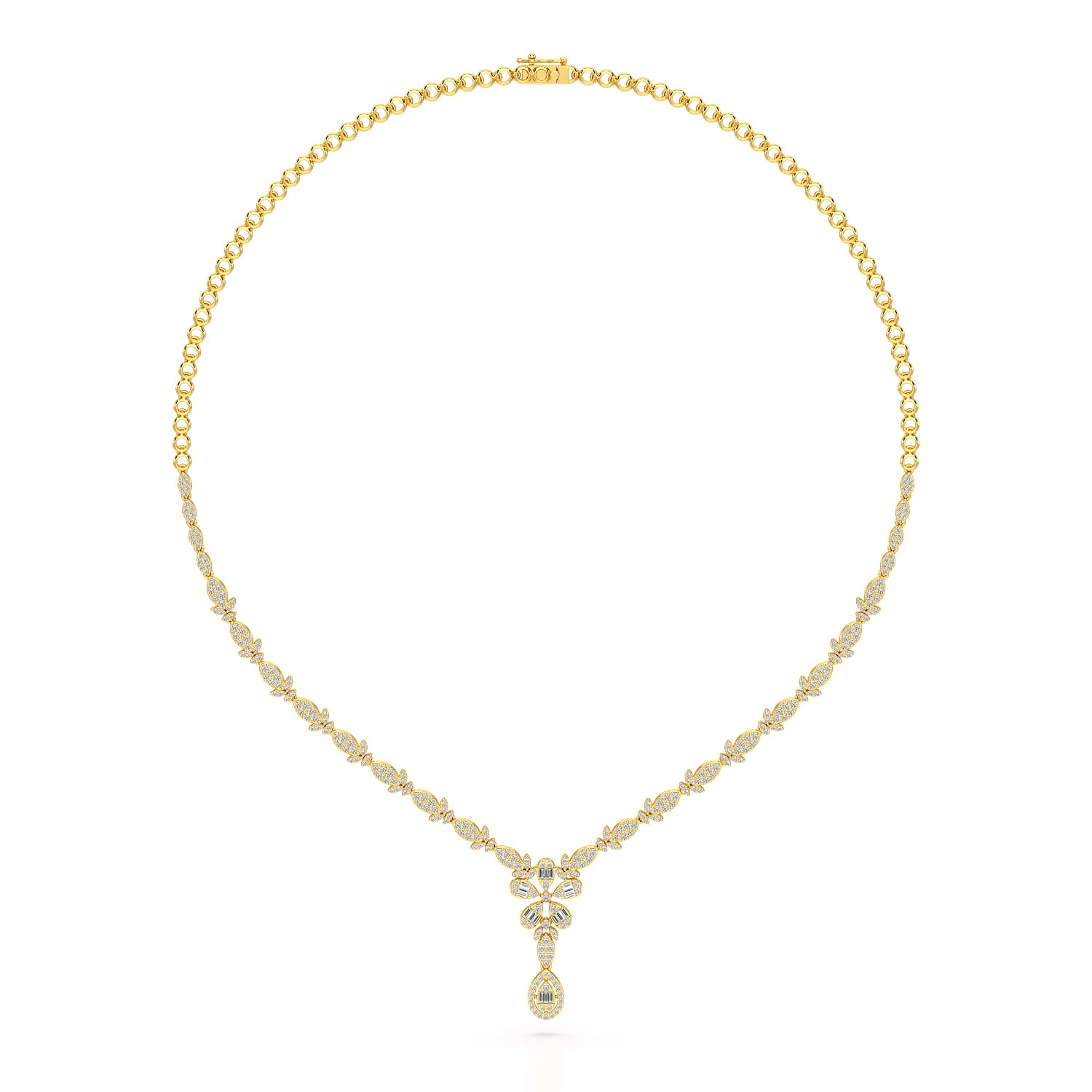 2.65 CT Baguette Cut Lab Grown Diamond Necklace