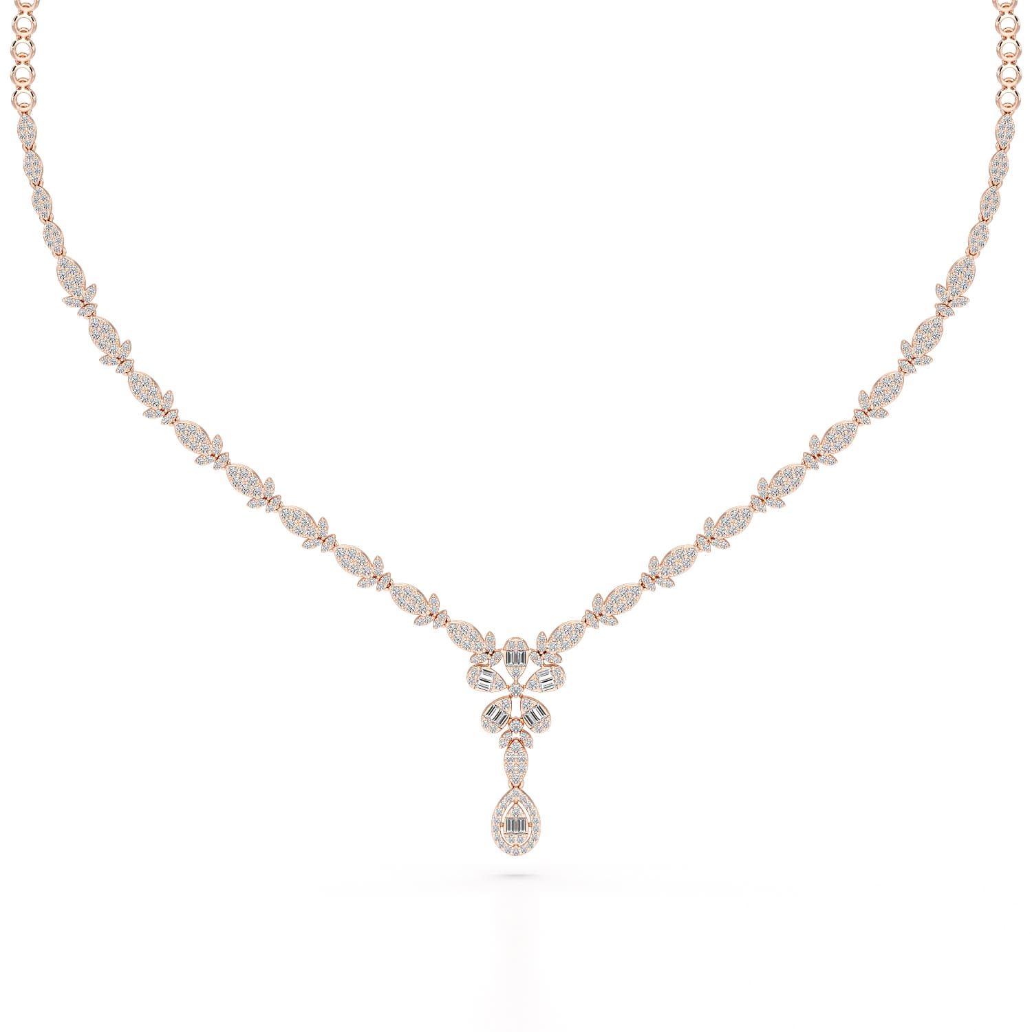 2.65 CT Baguette Cut Lab Grown Diamond Necklace