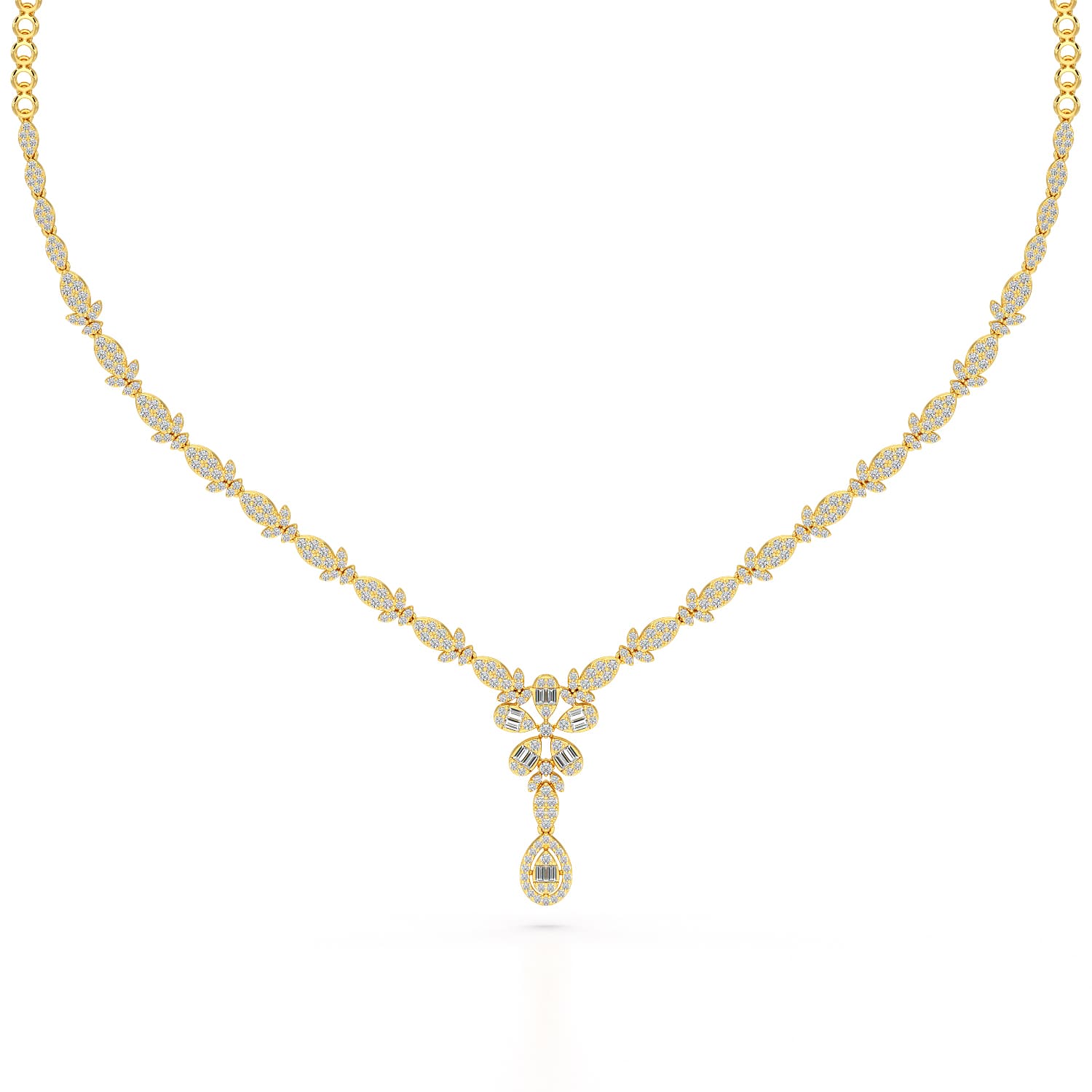 2.65 CT Baguette Cut Lab Grown Diamond Necklace