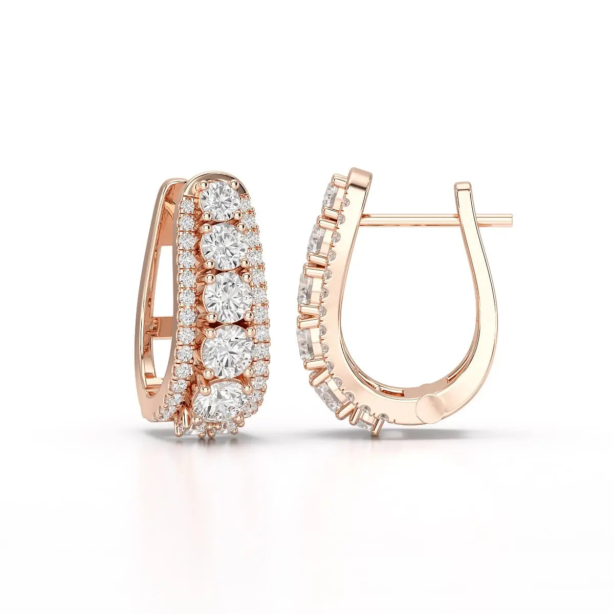 2.71 CT Lab Diamond Round Cut Hoop Earrings Jama Jewels