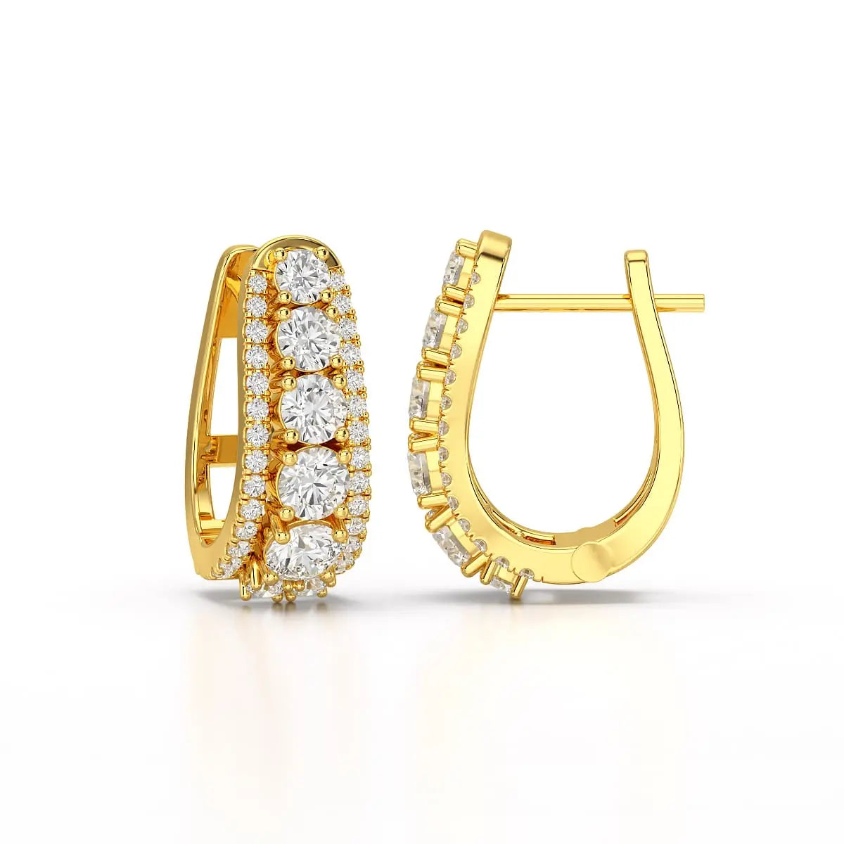 2.71 CT Lab Diamond Round Cut Hoop Earrings Jama Jewels