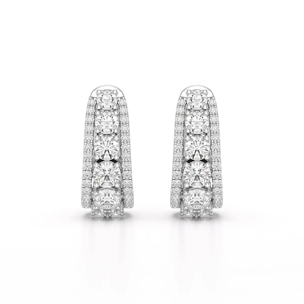 2.71 CT Lab Diamond Round Cut Hoop Earrings Jama Jewels