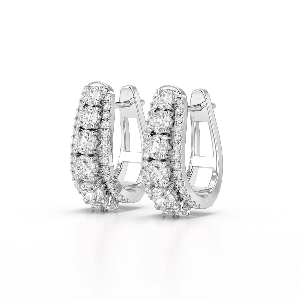 2.71 CT Lab Diamond Round Cut Hoop Earrings Jama Jewels